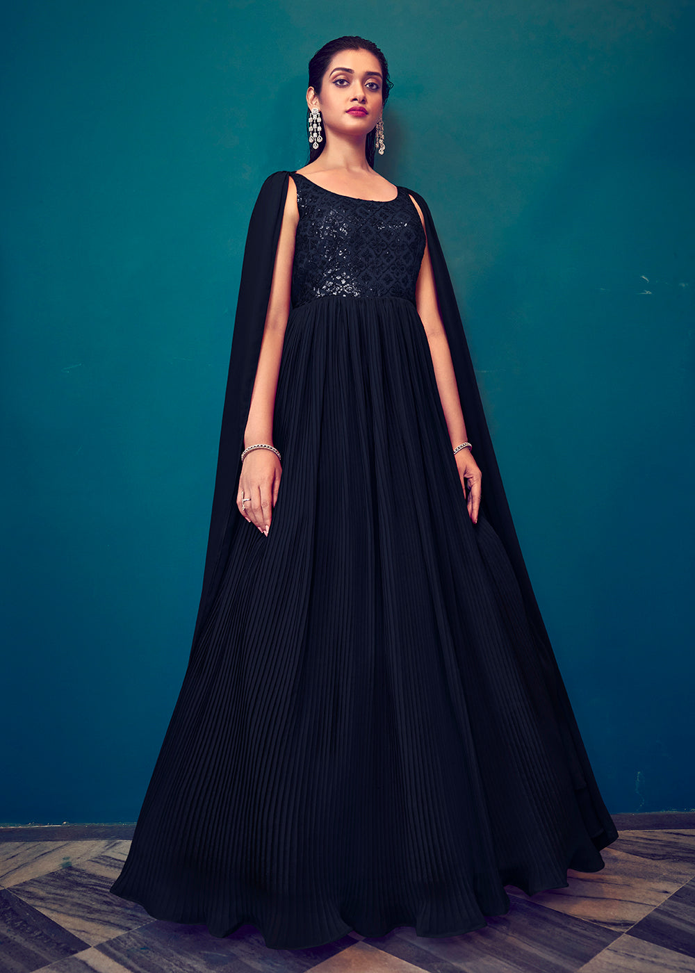 Buy Black Fancy Net Designer Gown Online : India - Gown